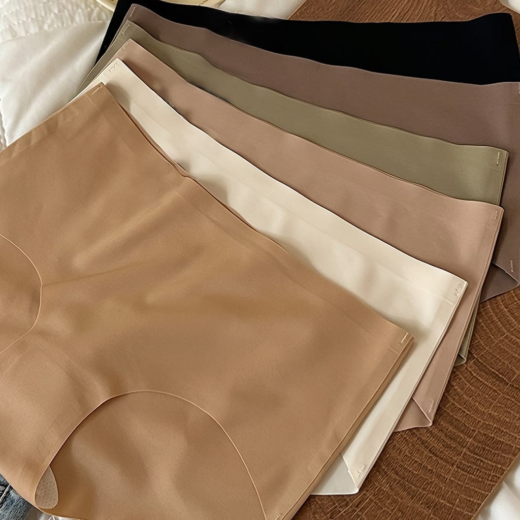 6-pack Seamless Fiber Panties, 62.6% Polyamide 37.4% Elastane, Solid Color, Knit Fabric, High Stretch, Skin-friendly, Comfortable, Non-binding, Underwear Bikinis Shop Online at Dubai Trades 2