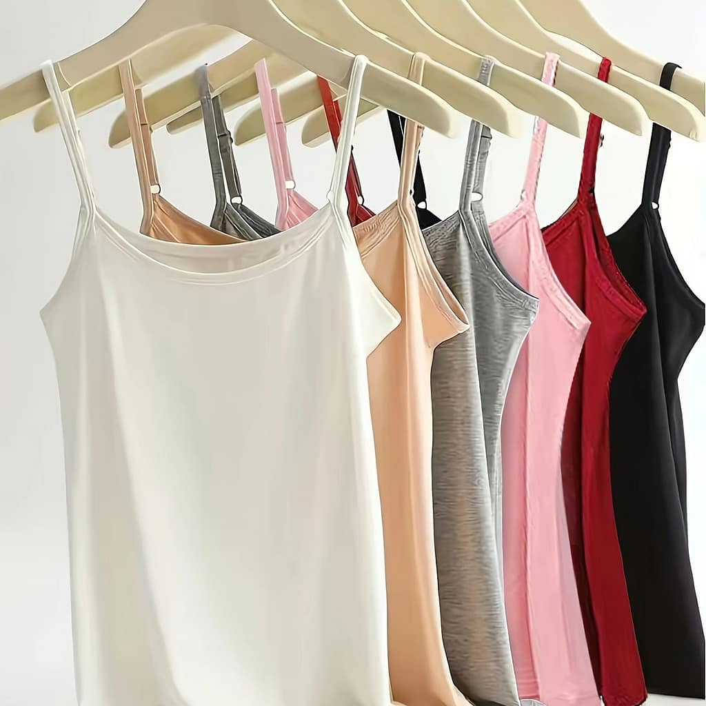 6-pack Women’s Camisole Tank Tops, Casual Breathable Spaghetti Strap Camis, Assorted Colors, Fit, Lightweight Layering Basics Camisoles & Tanks Shop Online at Dubai Trades 2