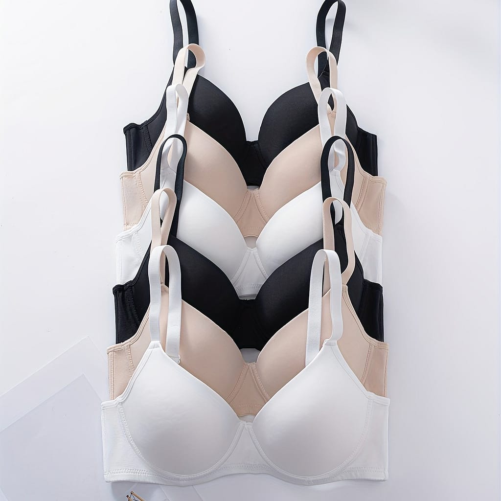 6pcs Elegant Solid Color Push Up Bra, High Support Non Removable Padding Strapless Underwear For Adult Ladies Bras Shop Online at Dubai Trades 2