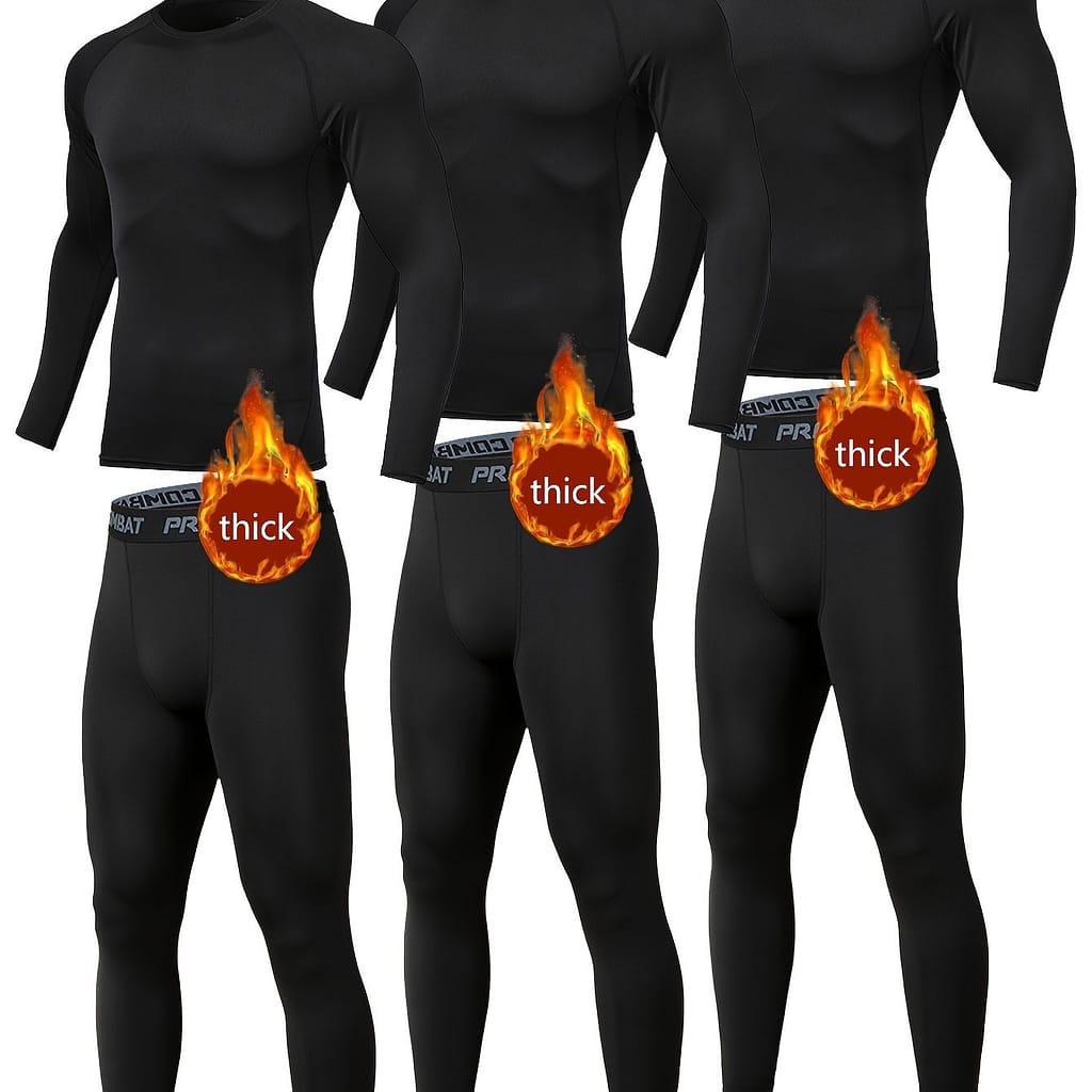 6pcs Men’s Thermal Set – Quick-dry, High-elasticity Breathable Base Layer Shirts & Leggings With “thick” Waistband, Ideal For Fall & Winter Outdoor Activities, Thermal Leggings Clothing Shop Online at Dubai Trades 2