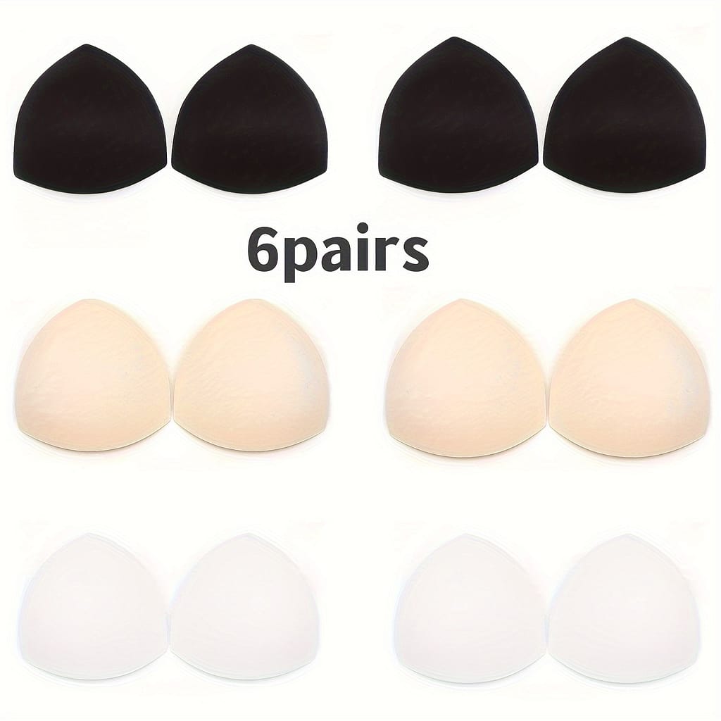 6pcs Seamless Triangle Bra Inserts – Soft Polyester Sponge Pads For Yoga & Sports Bras, Hand Washable Accessories Shop Online at Dubai Trades 2