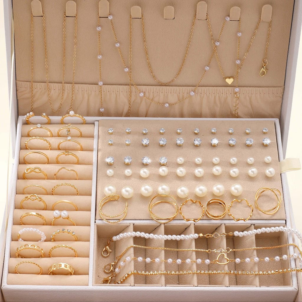 83pcs Rings + Stud Earrings + Necklaces + Bracelets, Chic Jewelry Set, Inlaid Pearl, Daily Outfits, Party Accessories, Casual Dating Decor () Clothing, Shoes & Jewelry Shop Online at Dubai Trades 2