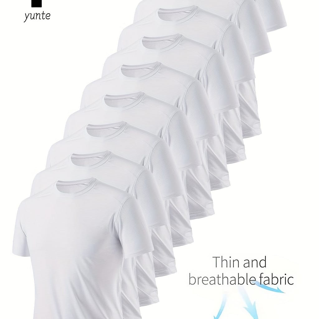 9pcs Men’s Quick-dry T-shirts – Breathable, Sweat Absorbent Crew Neck Tees For Gym, Running & Training | Lightweight & Comfortable Active Shirts & Tees Shop Online at Dubai Trades 2