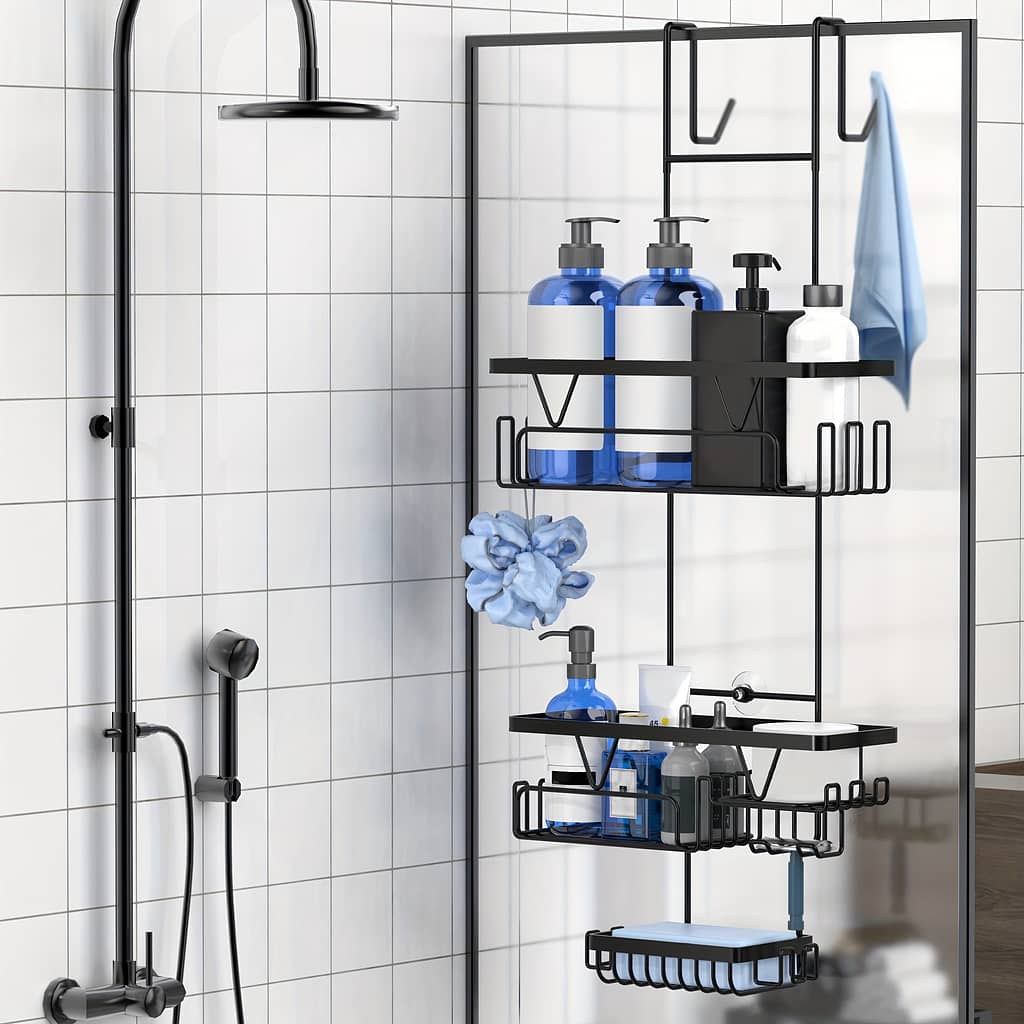 A Glass Door Hanger For The Bathroom, A Shower Supplies Organizer, Used For Hanging Towels, Bath Balls, Shower Razors, Shower , Bathroom Shower Supplies Storage Bath Shop Online at Dubai Trades 2