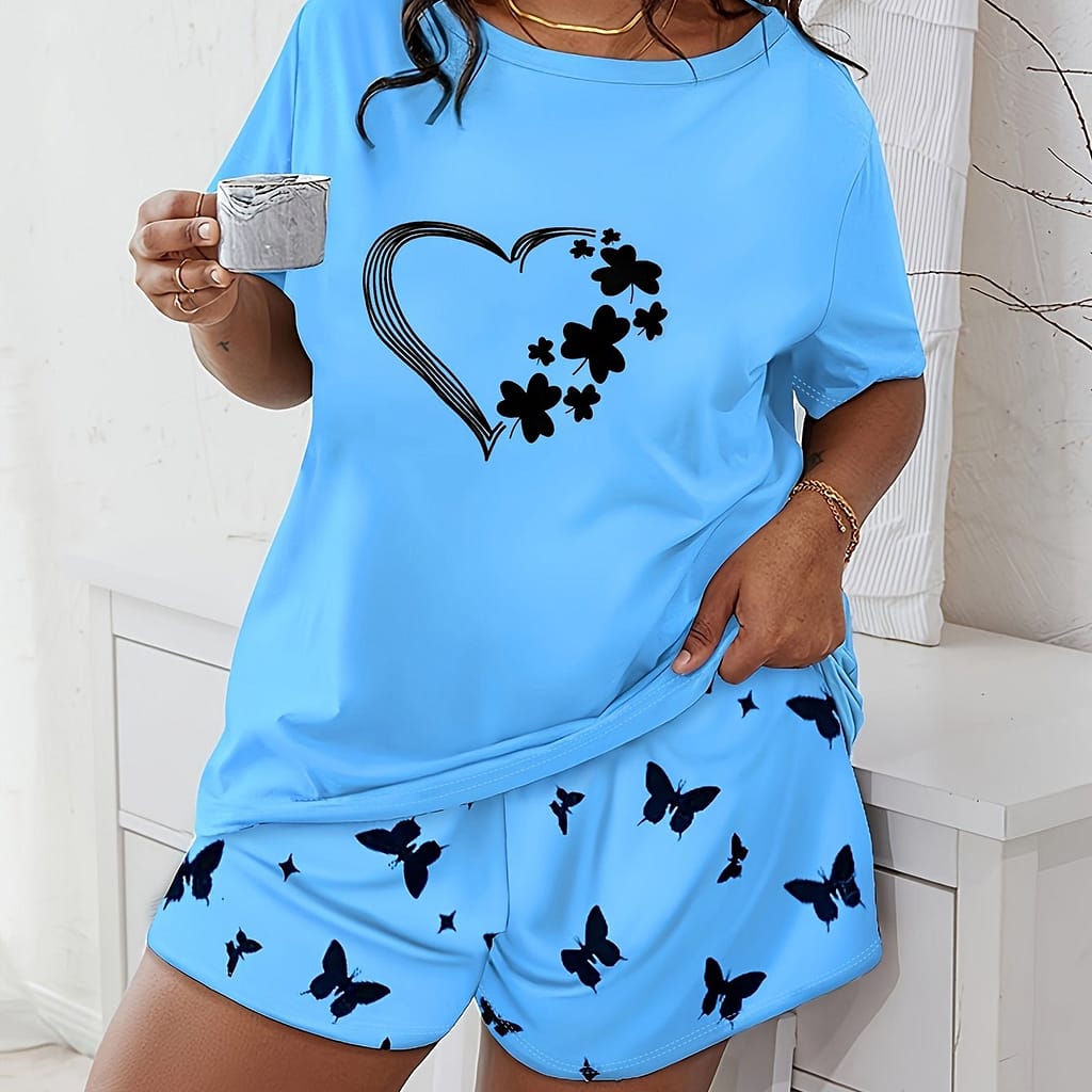 A Two-piece Loungewear Set Consisting Of A Short-sleeve Printed T-shirt And Pants. Clothing, Shoes & Jewelry Shop Online at Dubai Trades 2