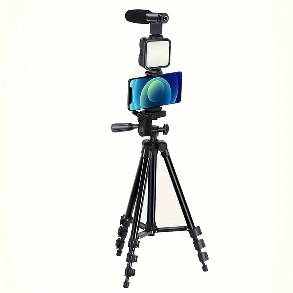 Adjustable Abs Vlogging Kit With Horizontal Level And Microphone Set For Photography & Selfie Videos – Kit-05lm Compact Vlogging Tripod Kit Accessories Shop Online at Dubai Trades 2