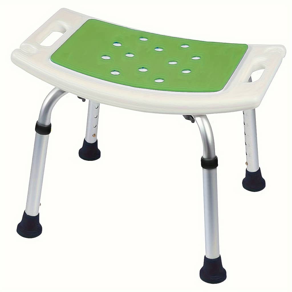 Adjustable Height Shower Chair For Elderly And Disabled, 6-level Aluminum Bath Stool With Seat, Anti-slip Feet, And Shower Head Holder, White, Portable Shower Bath & Shower Aids Shop Online at Dubai Trades 2