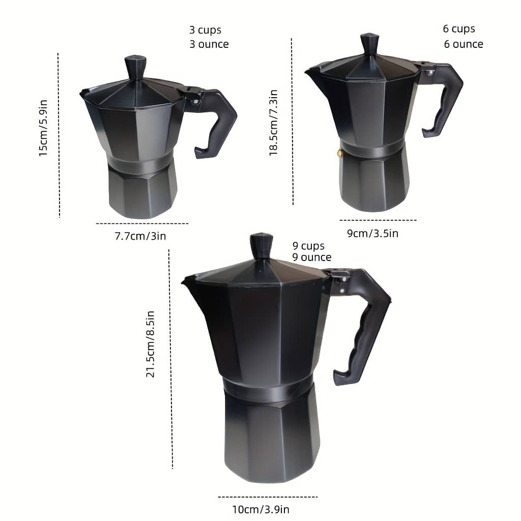 – Aluminum Pot – Manual Espresso Maker With Reusable Filter, Matte Black Coffee Maker For Home Brewing, & Easy-, Stovetop Coffee | Classic Pot | Heatresistant Handle Coffee, Tea & Espresso Shop Online at Dubai Trades 2