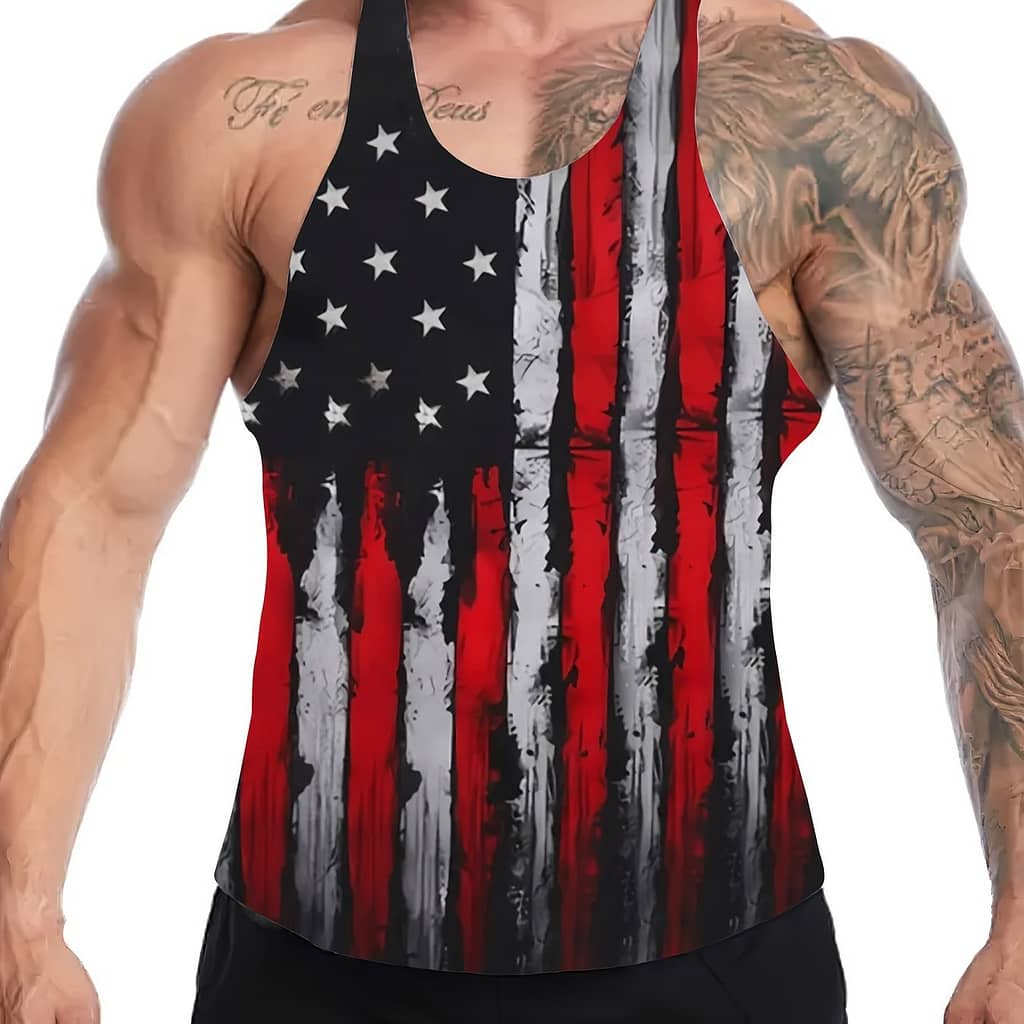 American Flag Print Summer Men’s Quick Dry Moisture-wicking Breathable Tank Tops, Athletic Gym Bodybuilding Sports Sleeveless Shirts, For Running Training, Men’s Clothing Clothing Shop Online at Dubai Trades 2
