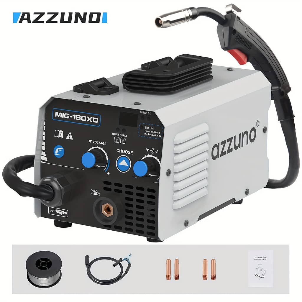 Azzuno Mig-200dx Mini Portable Welder, 220v Semi-automatic With Flux Cored Wire, Compact Iron Construction For Home Use, Includes Welding Rods & Accessories Business, Industry & Science Shop Online at Dubai Trades 2