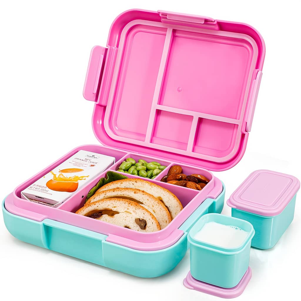 Bento Lunch Box, Lunch Box With 2 Modular Containers – 4 Compartments, Leak-proof, Portable Handle, Microwave/dishwasher Safe, Bpa-free. Home & Kitchen Shop Online at Dubai Trades 2
