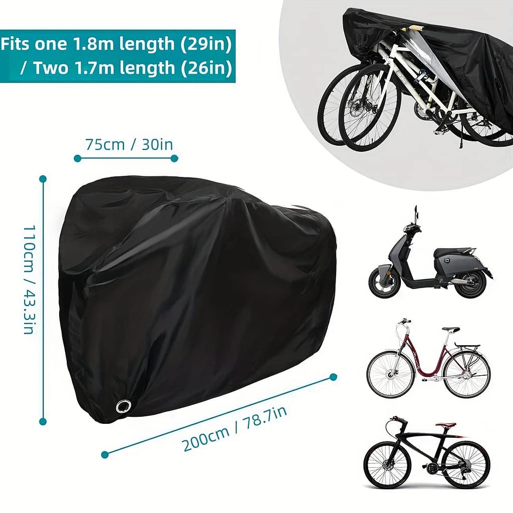 Bike Cover Heavy Duty For 1, 2 Or 3 Bikes, Outdoor Waterproof Bicycle Motorcycle Covers, Oxford Fabric Rain & Anti-uv With Lock Hole For Electric Bikes Accessories Shop Online at Dubai Trades 2