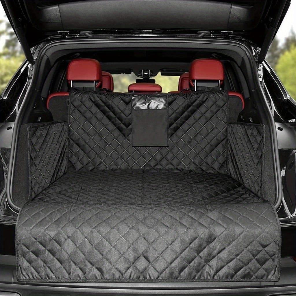 Build, Suv Cargo Liner For Dogs, 3-layer Pet Seat Cover, Non-slip, Large Universal Fit, Black, Black Quilted Fabric Design With Reflective Strips, Dog Car Seat Protector Car Travel Accessories Shop Online at Dubai Trades 2