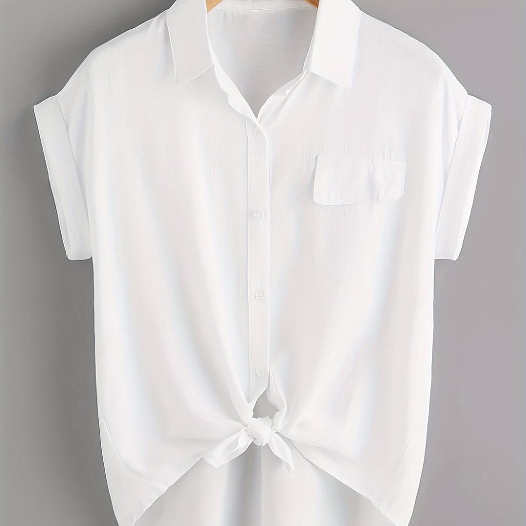 Button Front Sleeveless Shirt, Elegant Solid Shirt For , Women’s Clothing Blouses Shop Online at Dubai Trades 2