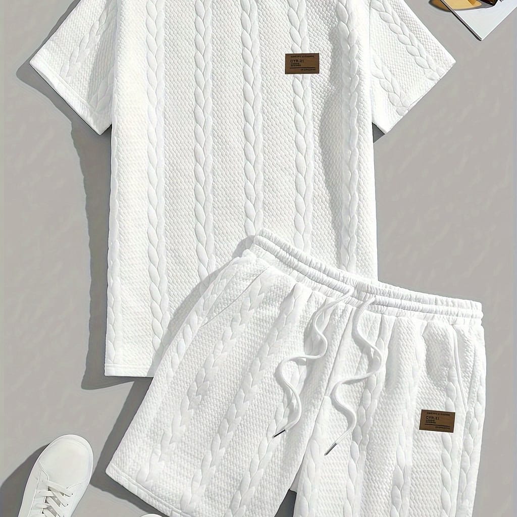 Casual Crew Neck Short Sleeve T-shirt & Drawstring Shorts – Brown, Summer Outfit Active Shop Online at Dubai Trades 2
