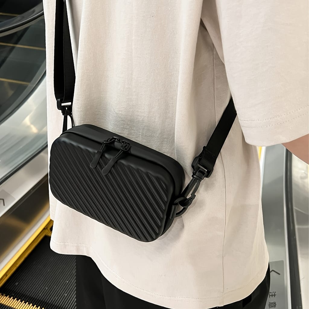 Casual Outing Bag| Nylon Men’s Crossbody Bag – Sleek Black With Adjustable Strap, Pattern For Use – Ideal For Travel & School, Great Gift For Him, Small Crossbody Bag Clothing, Shoes & Jewelry Shop Online at Dubai Trades 2