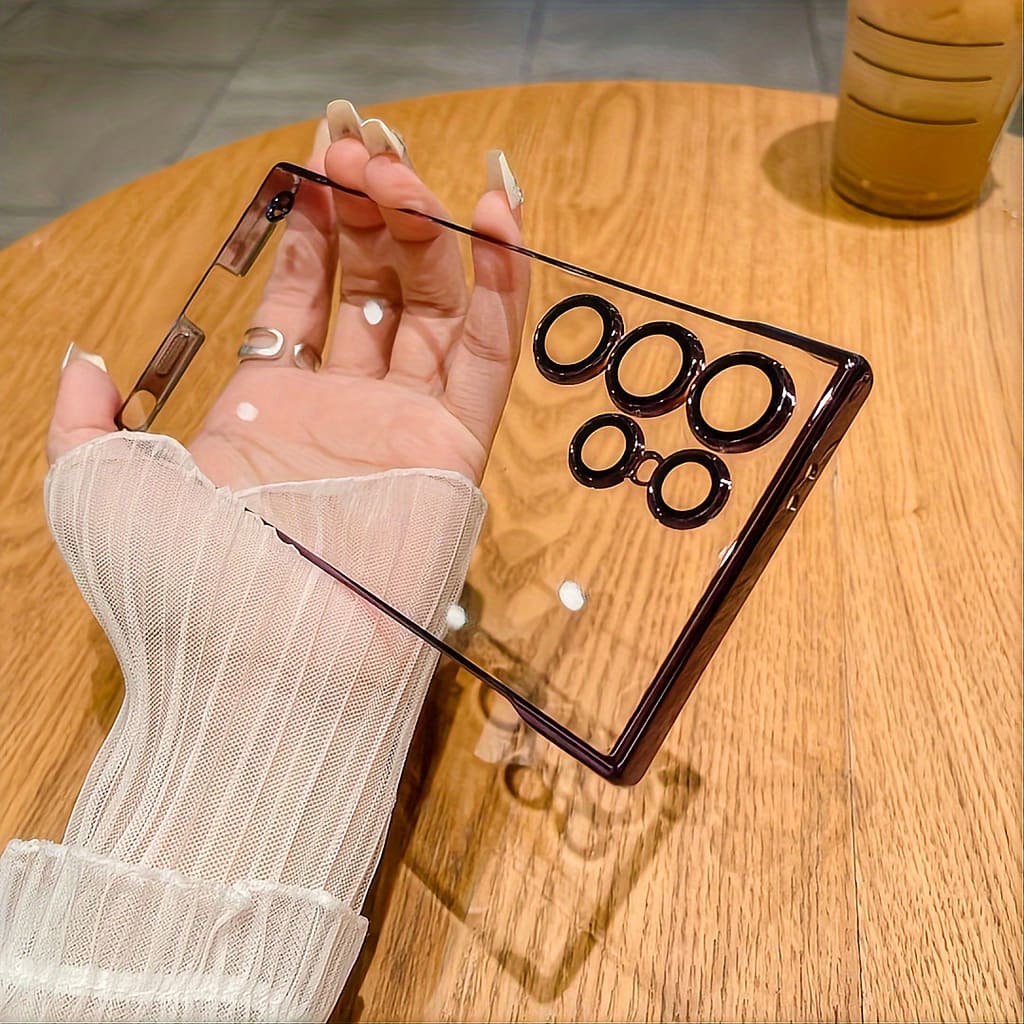 Clear Tpu Phone Case For S24 Ultra With Integrated Lens Protection Film, Electroplated Edge, Transparent Shockproof Cover For S23 Ultra/s22 Series Basic Cases Shop Online at Dubai Trades 2