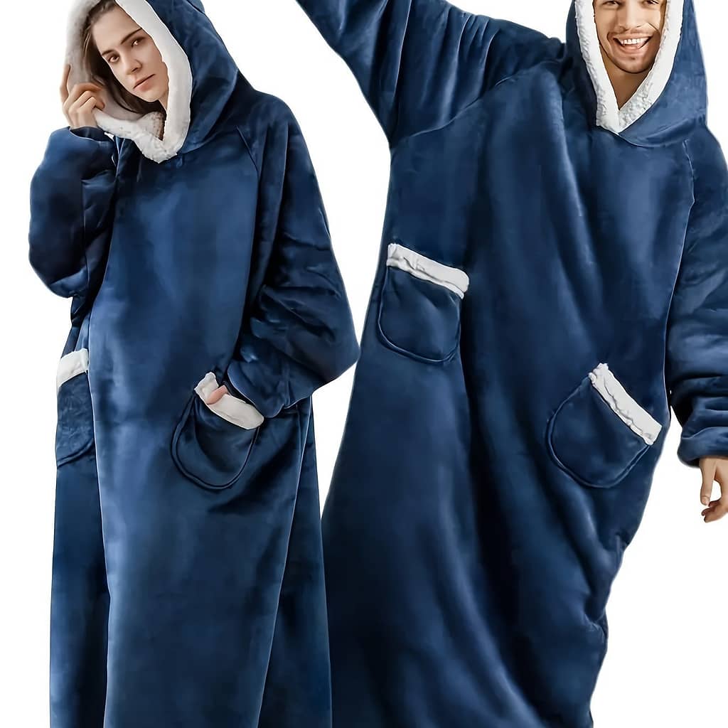 Cozy Men’s Plaid Flannel Hooded Bathrobe With Pockets – Warm, Breathable & Skin-friendly Loungewear, Solid , Autumn/winter Clothing Shop Online at Dubai Trades 2