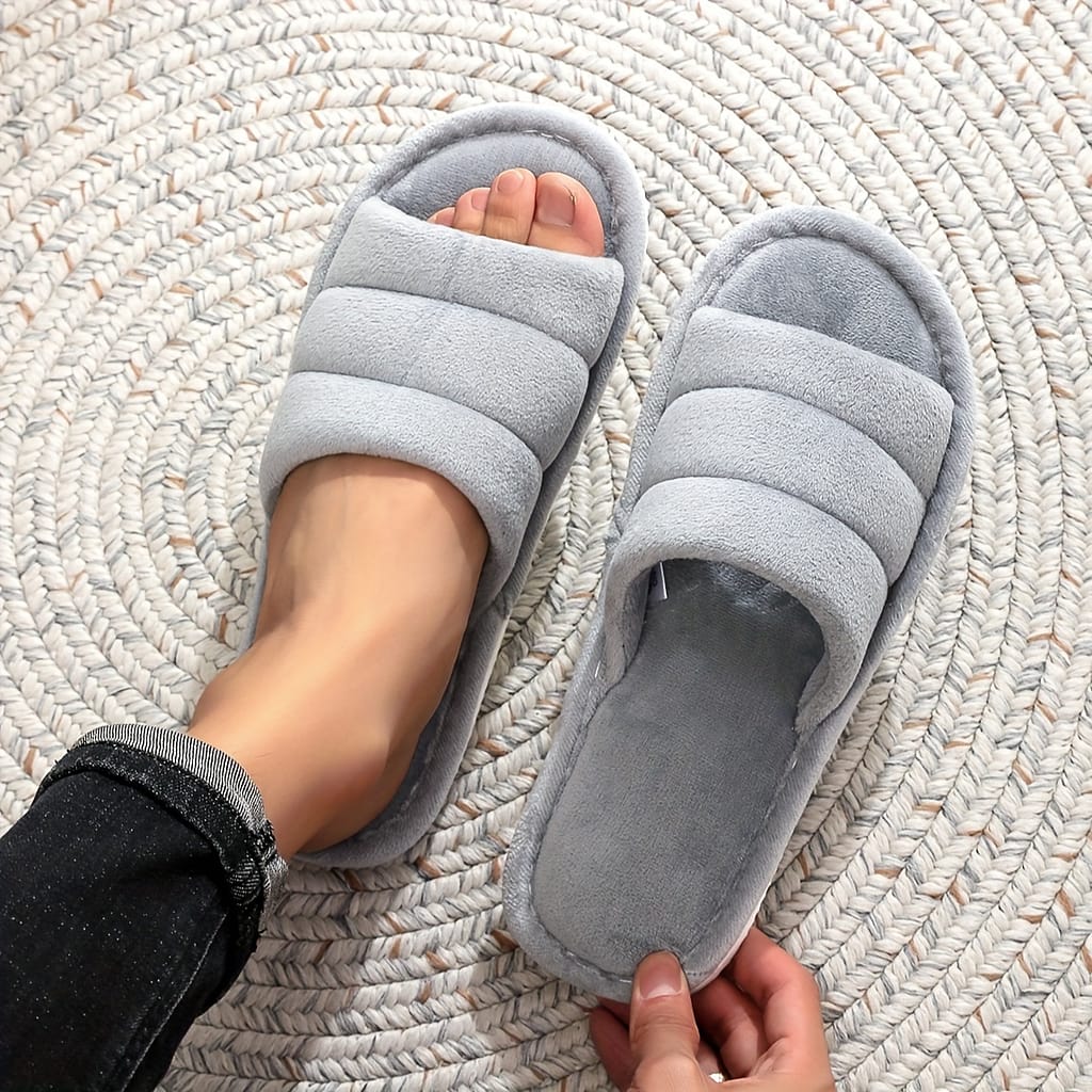 Cozy Slippers For Men And Women – Navy Blue, Non-slip, Sweat Absorbent, Open-toe Design With Soft Fabric Upper, Indoor Use, , Casual Footwear | Soft Fabric Style | , House Slippers Clothing, Shoes & Jewelry Shop Online at Dubai Trades 2