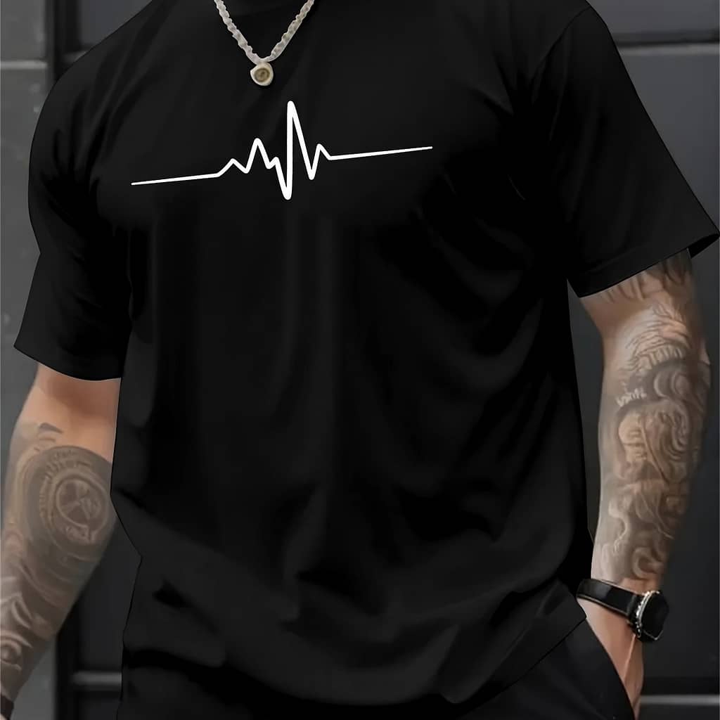 Creative Print Men’s Fashionable Summer Crew Neck Short Sleeve Sports T-shirt, Comfortable And Versatile Clothing Shop Online at Dubai Trades 2