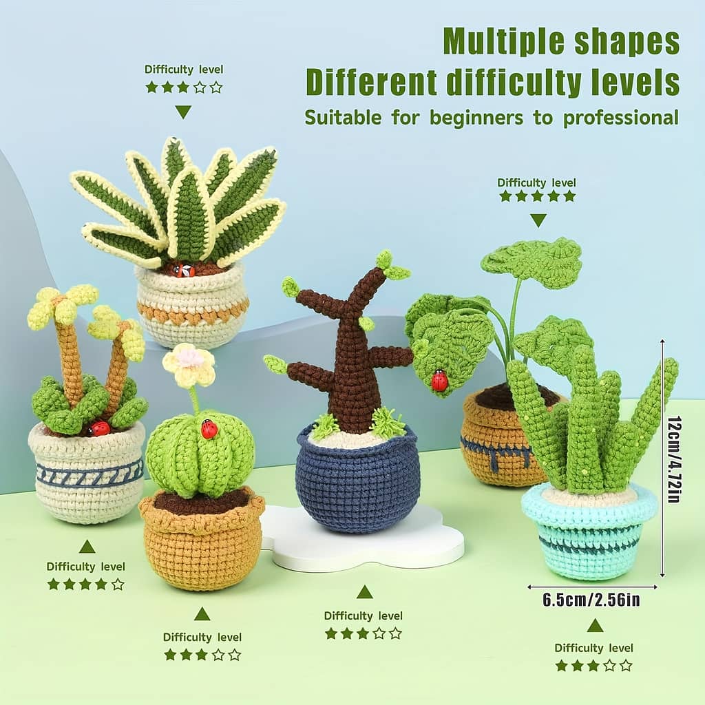 Crochet Kit, 6pcs Potted Plants Crochet Kits, Knitting Kit With Video Tutorials, Crochet Yarn Diy Crochet Kit For Adults Succulent Family Accessories In Random Colors Arts, Crafts & Sewing Shop Online at Dubai Trades 2
