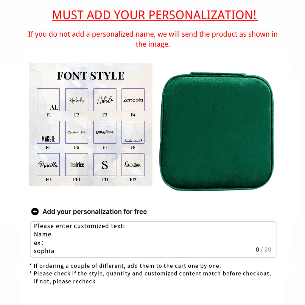 Custom Velvet Jewelry Box, Travel Jewelry Case, Bridesmaid Gift, Jewelry Organizer, Personalized Name Jewelry Box, Valentine’s Day Gift, Personalized Products, 1pc Clothing, Shoes & Jewelry Shop Online at Dubai Trades 2