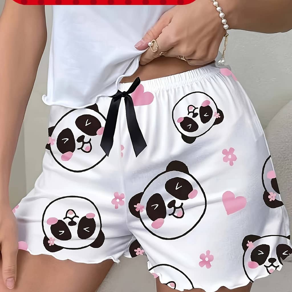 Cute Print Night Bottoms, High Waist Frill Trim Shorts, Women’s Sleepwear & Loungewear Bottoms Shop Online at Dubai Trades 2