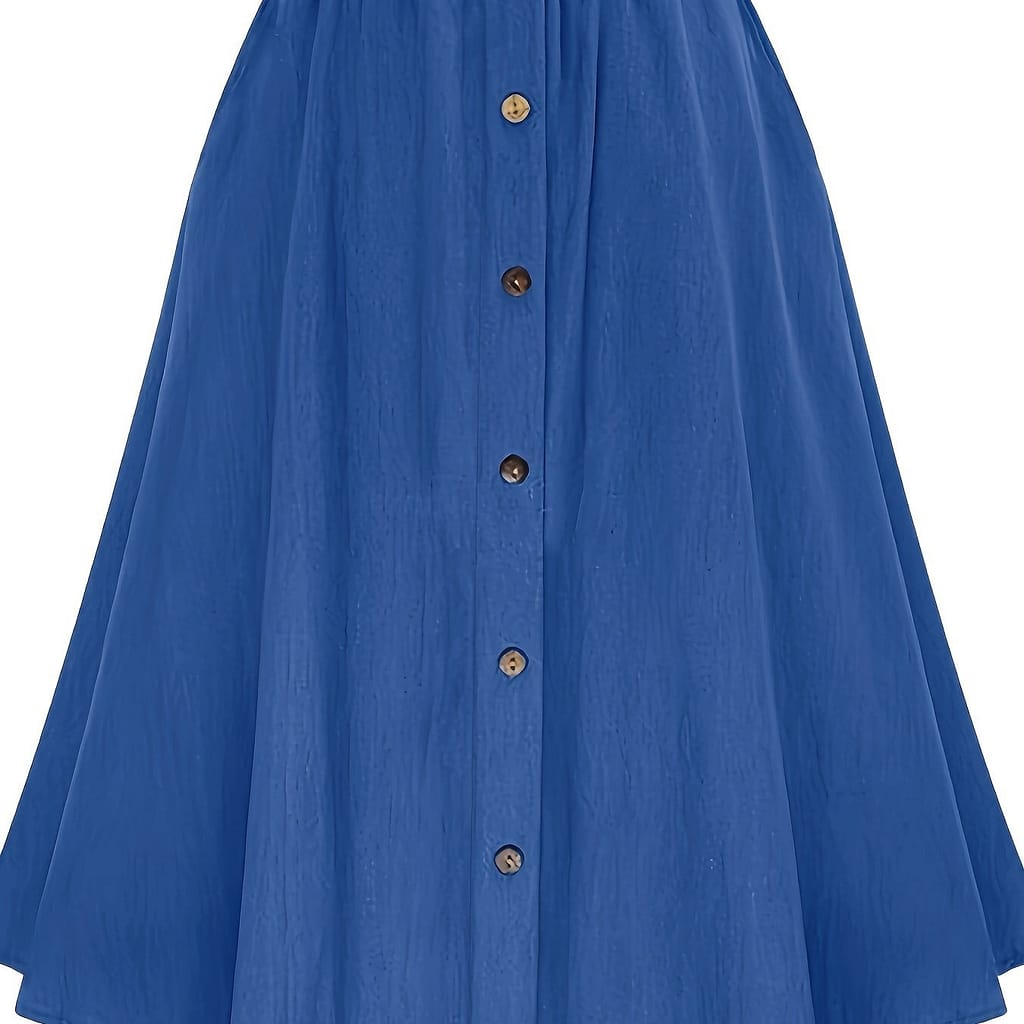 Denim Button Front Skirt, Casual Elastic Waist Skirt For , Women’s Clothing Clothing Shop Online at Dubai Trades 2