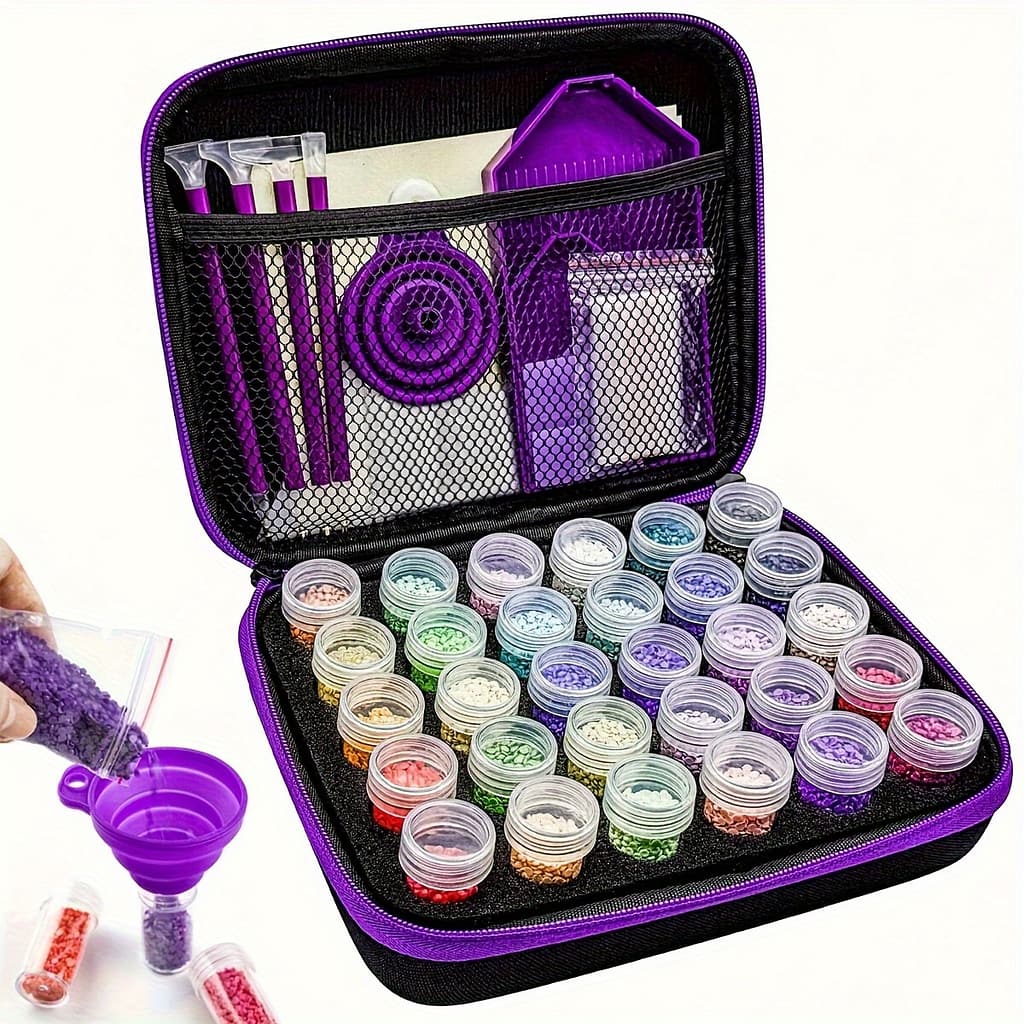 Diamond Painting Storage Organizer Set – Acrylic Containers For Jewelry, Beads, Rings, Charms, Glitter Rhinestones – Available In 30/60/120 Slots, Purple/black, Accessories Arts, Crafts & Sewing Shop Online at Dubai Trades 2