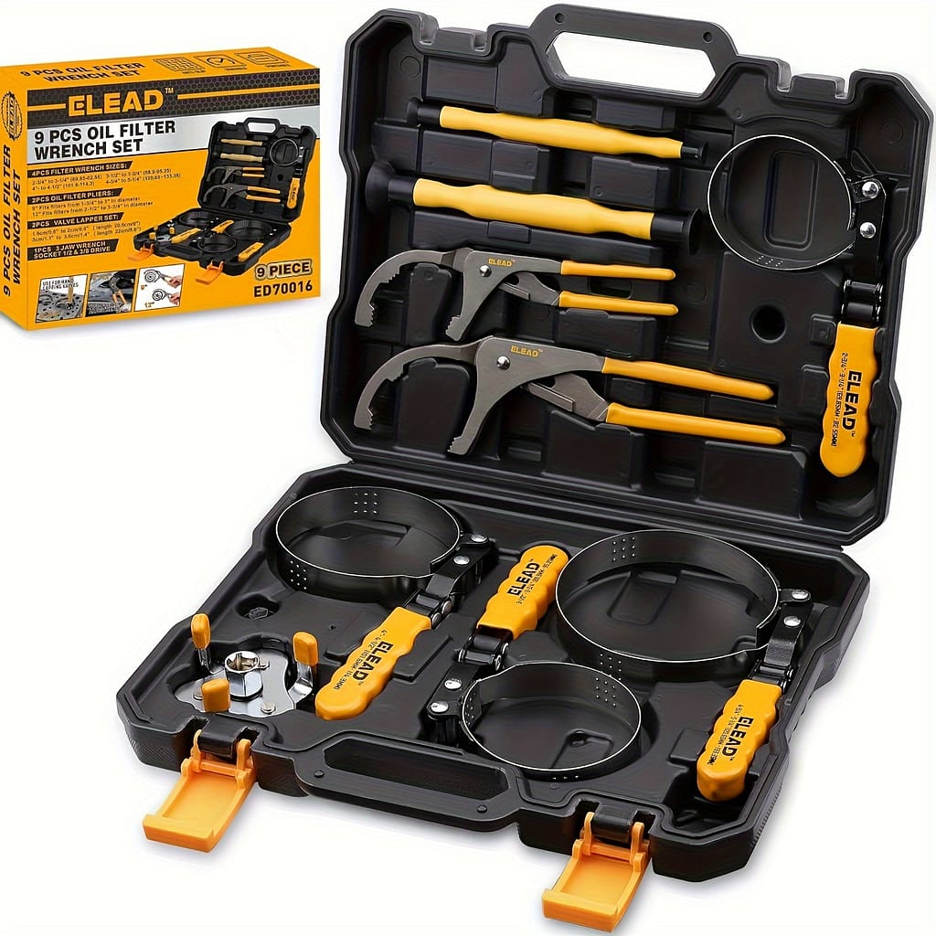 Elead 9pcs Oil Filter Wrench Set, Universal Adjustable Stainless Steel Strap, Multifunctional Sizes, Effective Pliers, Metal Material, Complete Kit For Efficient Maintenance Adjustable Wrenches Shop Online at Dubai Trades 2