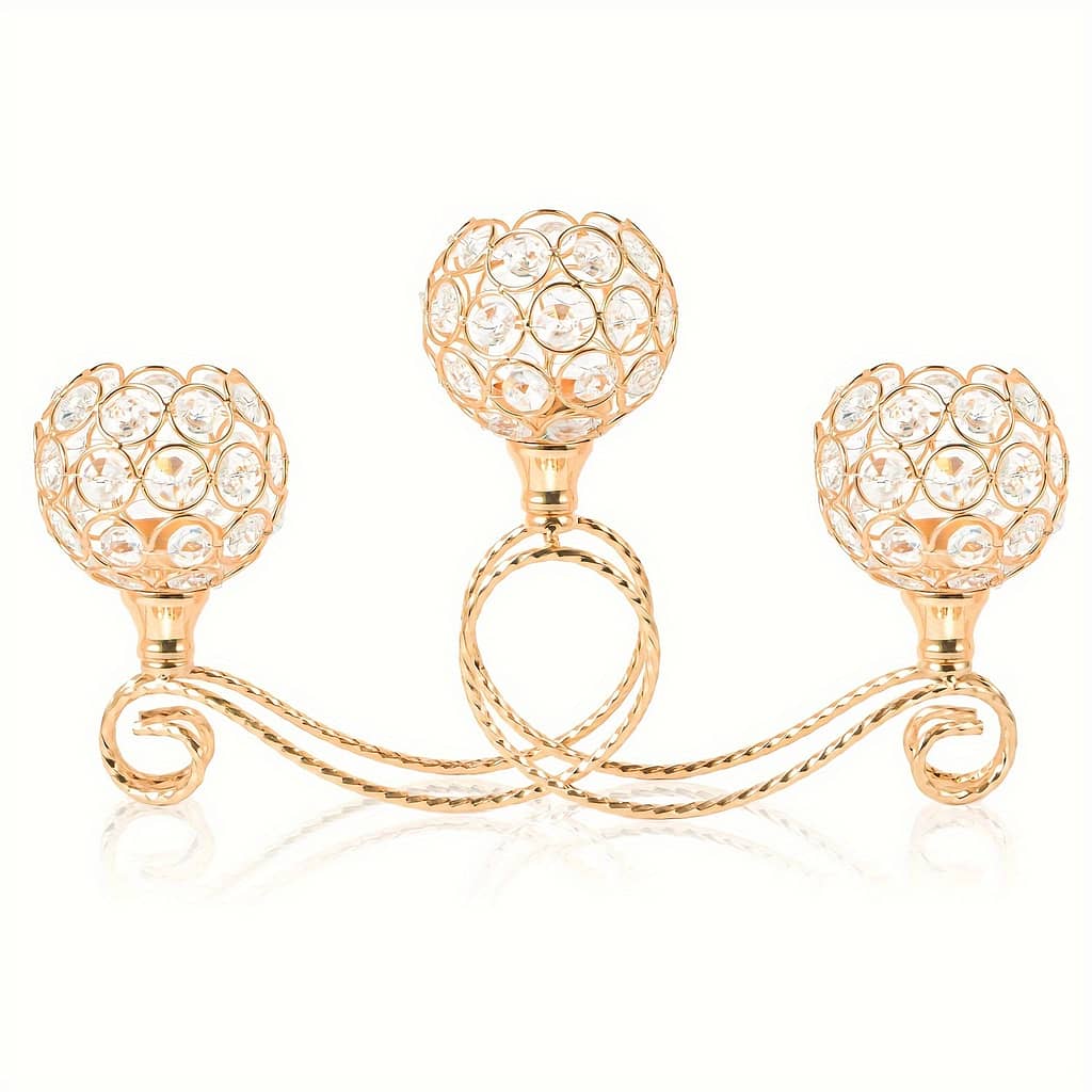 Elegant 3-arm Holder With Pendant – Wedding, Anniversary, Birthday Centerpieces & Romantic Dinners – Ideal For Home Decor, Halloween, Christmas, New Year Candlesticks Shop Online at Dubai Trades 2