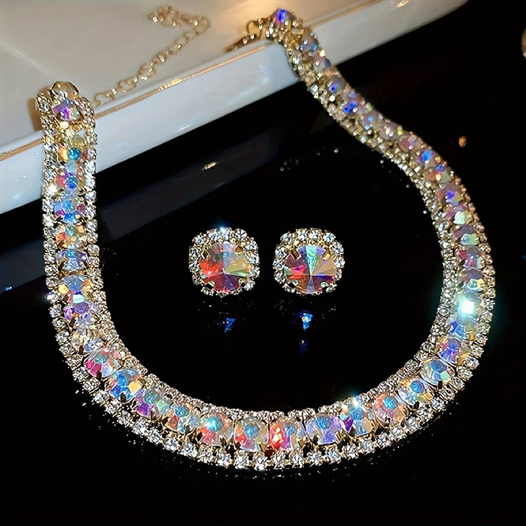 Elegant Crystal Necklace And Earrings Set – Luxurious Rhinestone Jewelry For Women, Parties & Banquets Clothing, Shoes & Jewelry Shop Online at Dubai Trades 2