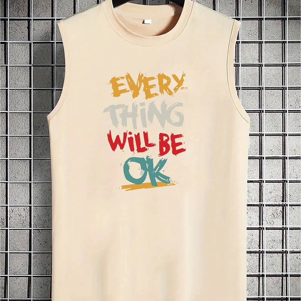 Every Thing Ok Print Summer Men’s Quick Dry Moisture-wicking Breathable Tank Tops, Bodybuilding Sports Sleeveless Shirts, For Running Training, Men’s Clothing Clothing Shop Online at Dubai Trades 2