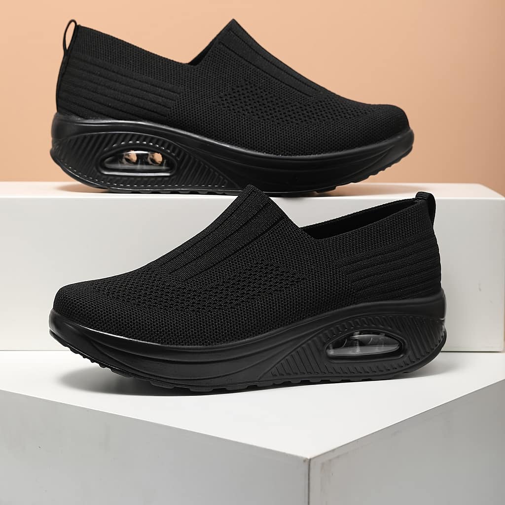 Fashion Knit Breathable Slip-on Casual Sneakers, Air Cushion Platform Outdoor Walking Shoes, Women’s Footwear Footwear Shop Online at Dubai Trades 2