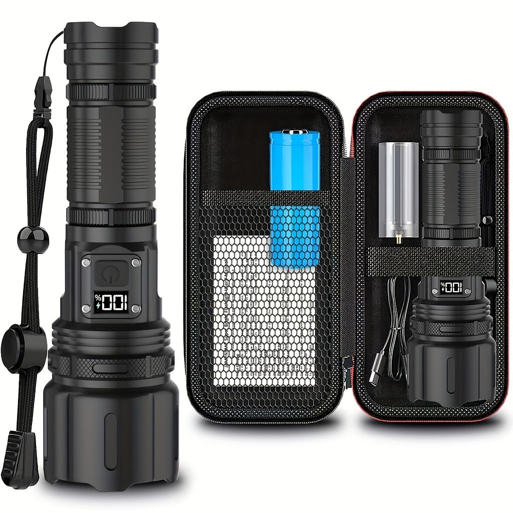 Flashlights High , Rechargeable Led St190 Tactical Flashlight, 4 Zoomable For Outdoor Camping Hiking Portable Gift Box Flashlights Shop Online at Dubai Trades 2