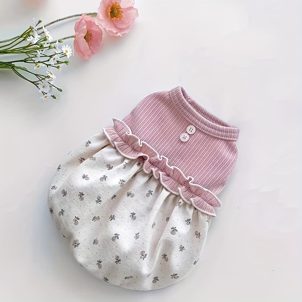 Floral Dog Dress – Princess Skirt For Small To Medium Breeds, Breathable Polyester, Seamless, Apparel & Accessories Shop Online at Dubai Trades 2