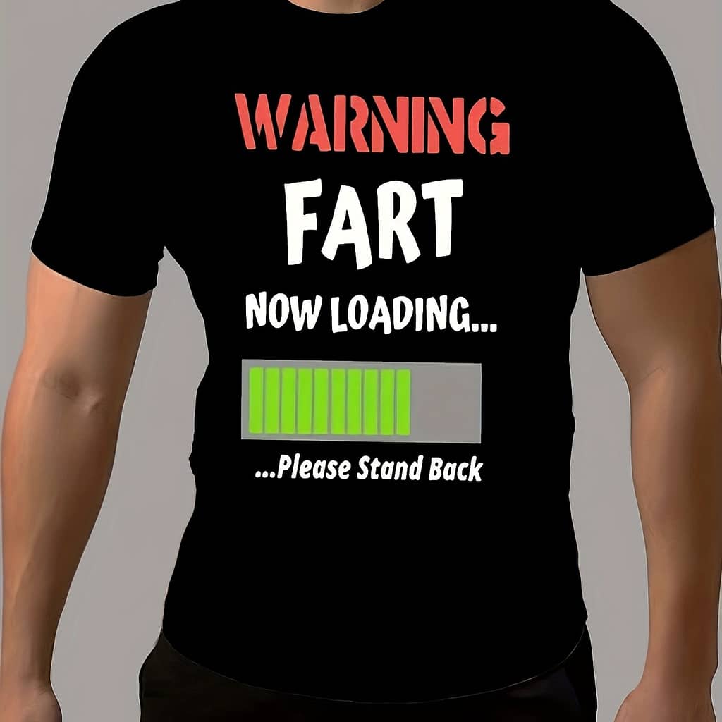 Funny Loading Letter Pattern Men’s Short Sleeve Crew Neck T-shirt, Summer Outdoor Clothing Shop Online at Dubai Trades 2