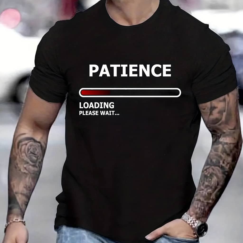 Funny ‘ Loading’ Print Tee Shirt, Tee For Men, Casual Short Sleeve T-shirt For Fall, Tops As Gifts Clothing Shop Online at Dubai Trades 2
