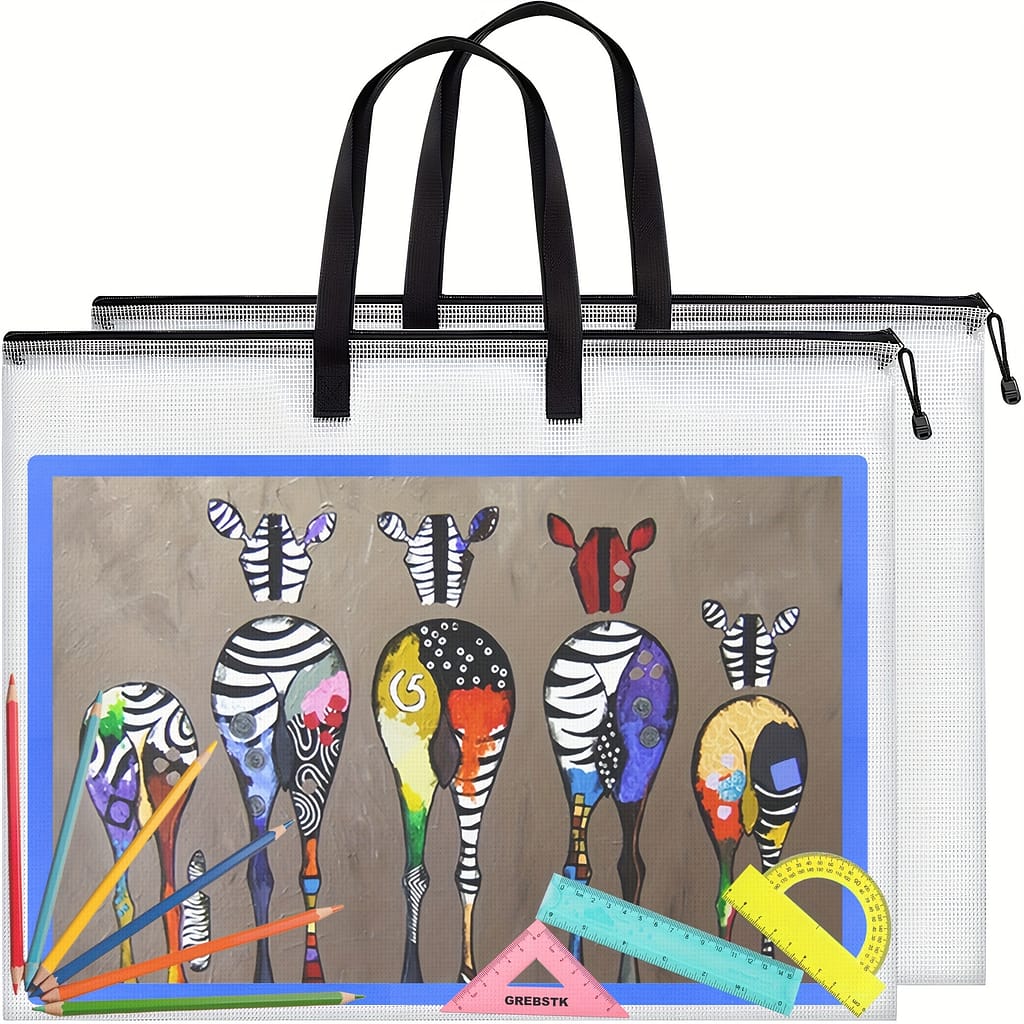 Grebstk Transparent Pvc Organizer Bag For Artwork, Posters, Drawings, Classroom Supplies, And Hand-carry Notices – Set Of 2 File & Folder Accessories Shop Online at Dubai Trades 2