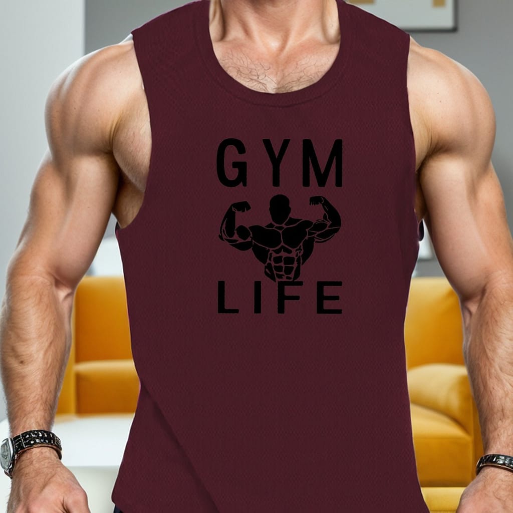 Gym Life Men’s Athletic Tank Top – Quick-dry, Moisture-wicking & Breathable | Gym, Running & Training | Polyester With , Standard Size, Vest Clothing Shop Online at Dubai Trades 2