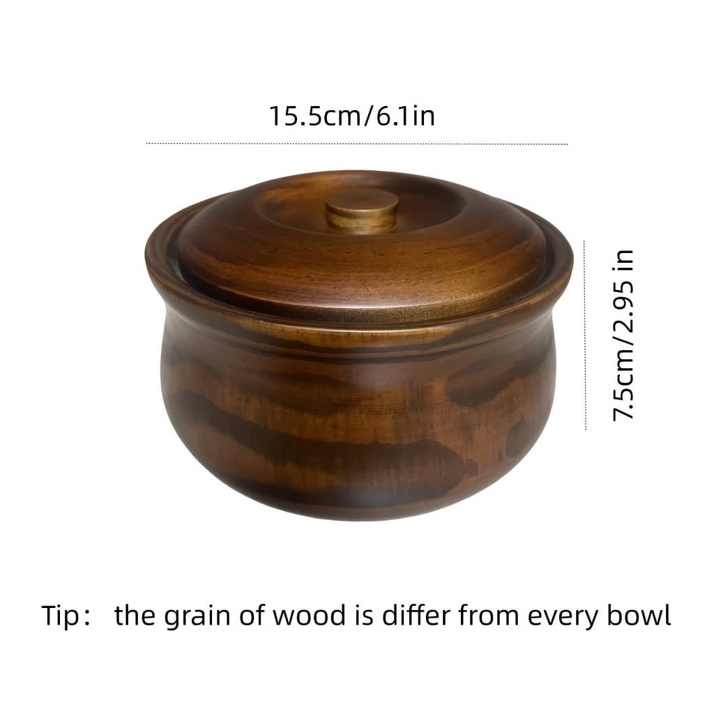 Handcrafted Solid Wood Serving Bowl With Lid – Rice, Noodles & Soup – & Dining Accessory Bowls Shop Online at Dubai Trades 2