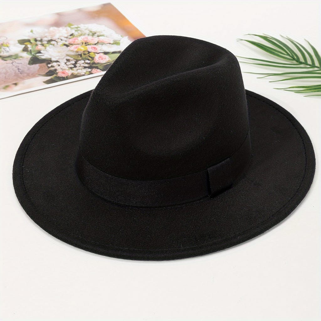 Hat – Elegant British Style, Vintage Fleece- Felt With Ribbon Band, Sun Protection, Fits Most For Fall & Winter Accessories Shop Online at Dubai Trades 2