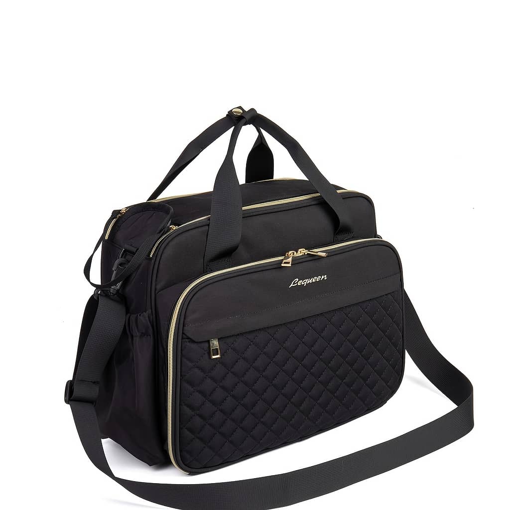 High-capacity Parent Bag – Multi-functional, Oxford Fabric Diaper Bag With Quilted Design, Pink With Gray Accents, Includes Crossbody Strap For Travel & Daily Use Baby Products Shop Online at Dubai Trades 2