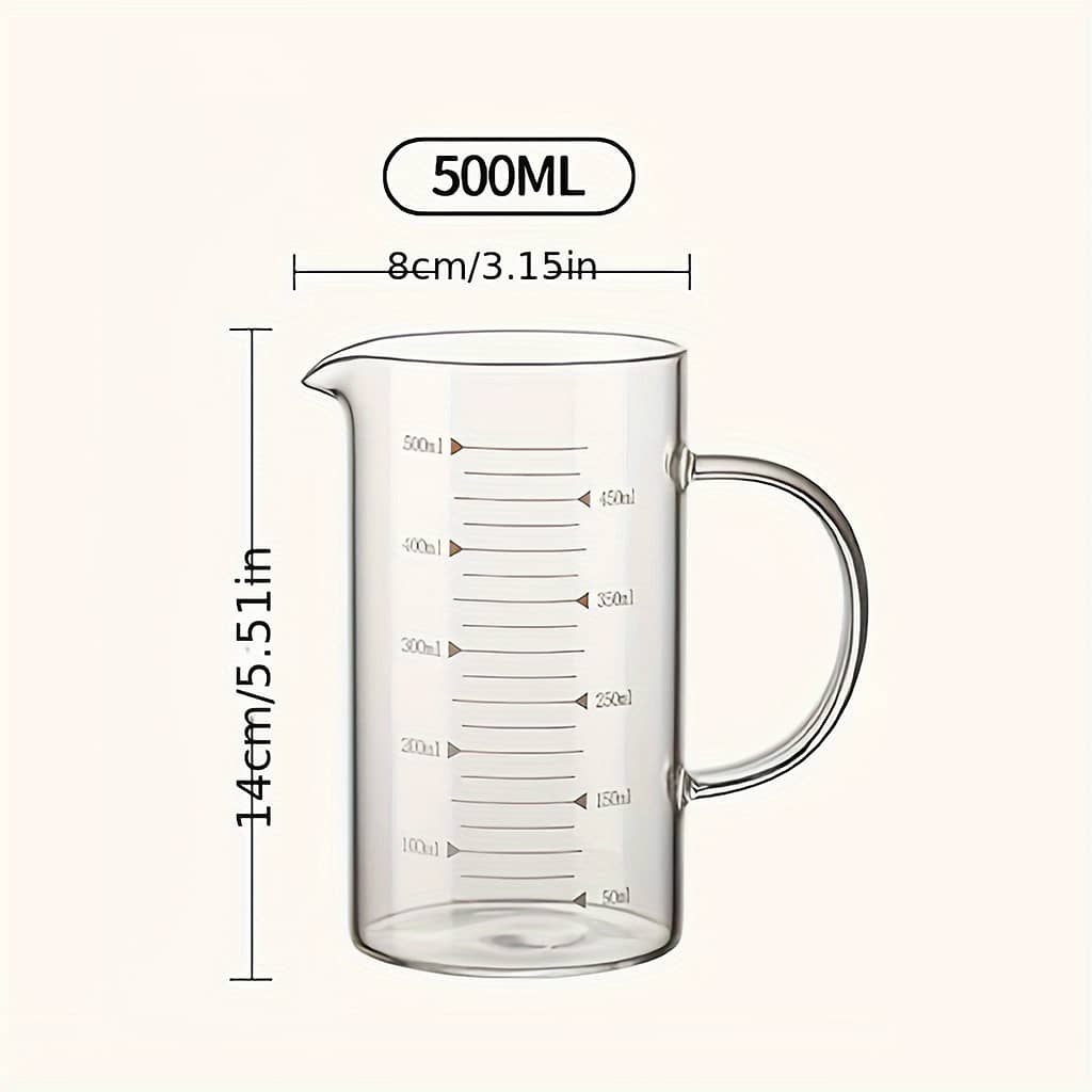High-temperature Resistant Glass Measuring Cup With Scale And Handle, Eggbeater Cup, Microwave Oven, For Heating , Transparent 1pc Cups Shop Online at Dubai Trades 2