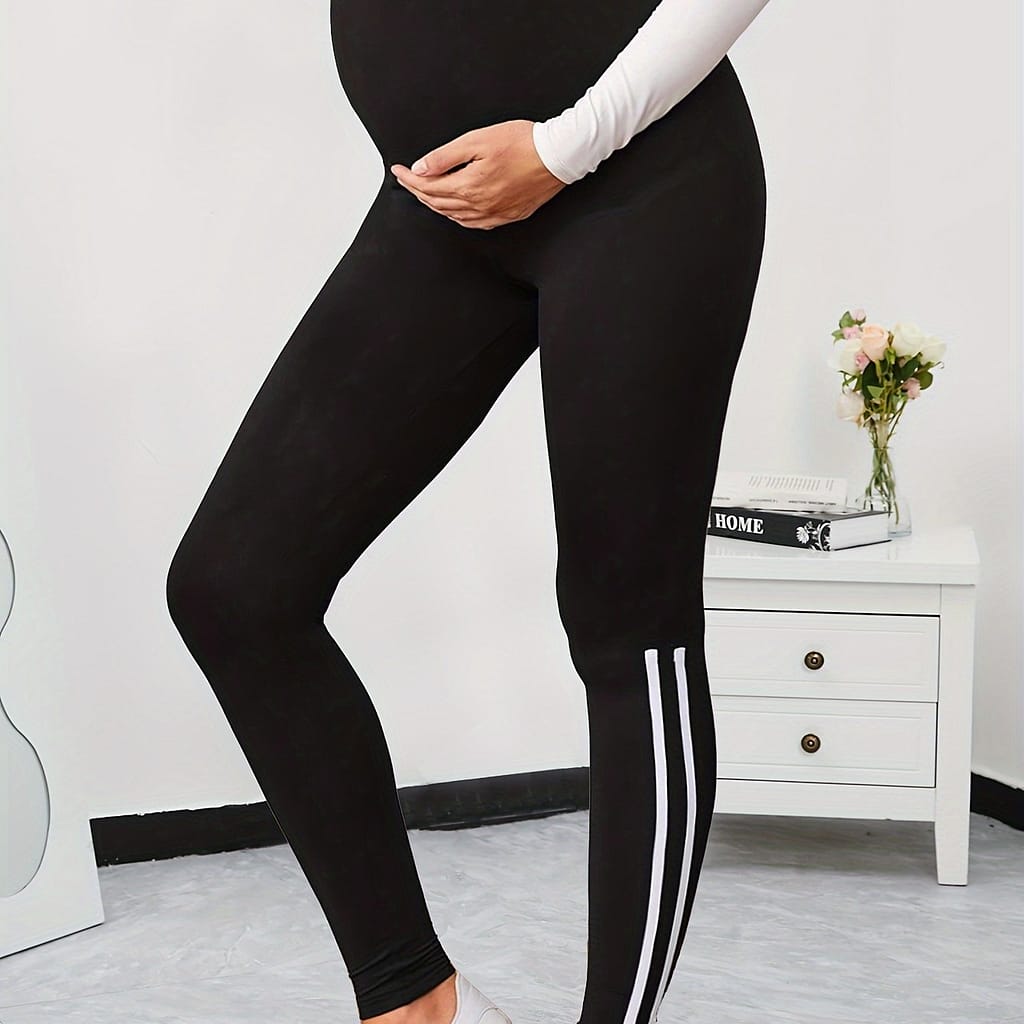 High-waist Maternity Leggings – Stretchy Polyester/elastane , Side Detail, Machine Washable, Ideal For Spring/summer/fall, Maternity Clothes Clothing, Shoes & Jewelry Shop Online at Dubai Trades 2