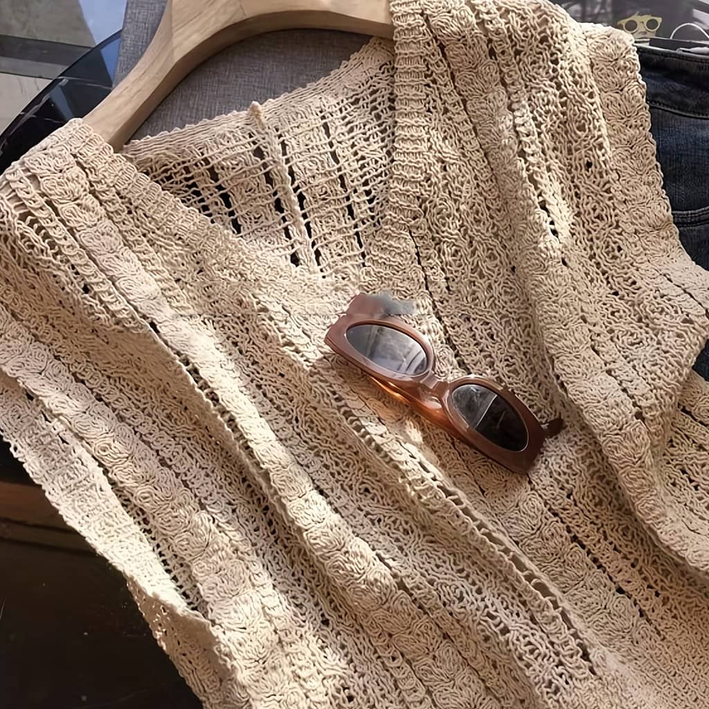 Hook Flower Cut Out Cropped Knit Tank Tops, Trendy Tops For Outdoor Sports, Women’s Clothing Active Shop Online at Dubai Trades 2