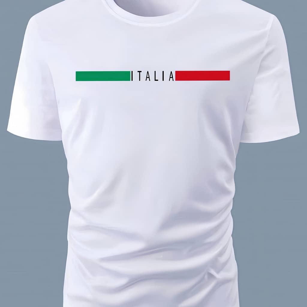 Italia Print, Men’s Graphic Neck , Casual Tshirts For Summer, Men’s Clothing Tops For Daily Gym Workout Running Active Shop Online at Dubai Trades 2