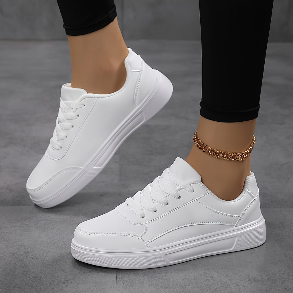 Ladies’ Plus-size White Casual Sneakers, Spring And Summer Vacations, Lightweight And Comfortable, Suitable For The Gym. Clothing, Shoes & Jewelry Shop Online at Dubai Trades 2