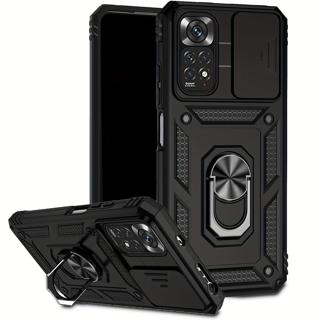 Lens Protector Shockproof Heavy Hard Phone Case With Metal Stand For Note11 Note11pro 4g 5g Basic Cases Shop Online at Dubai Trades 2