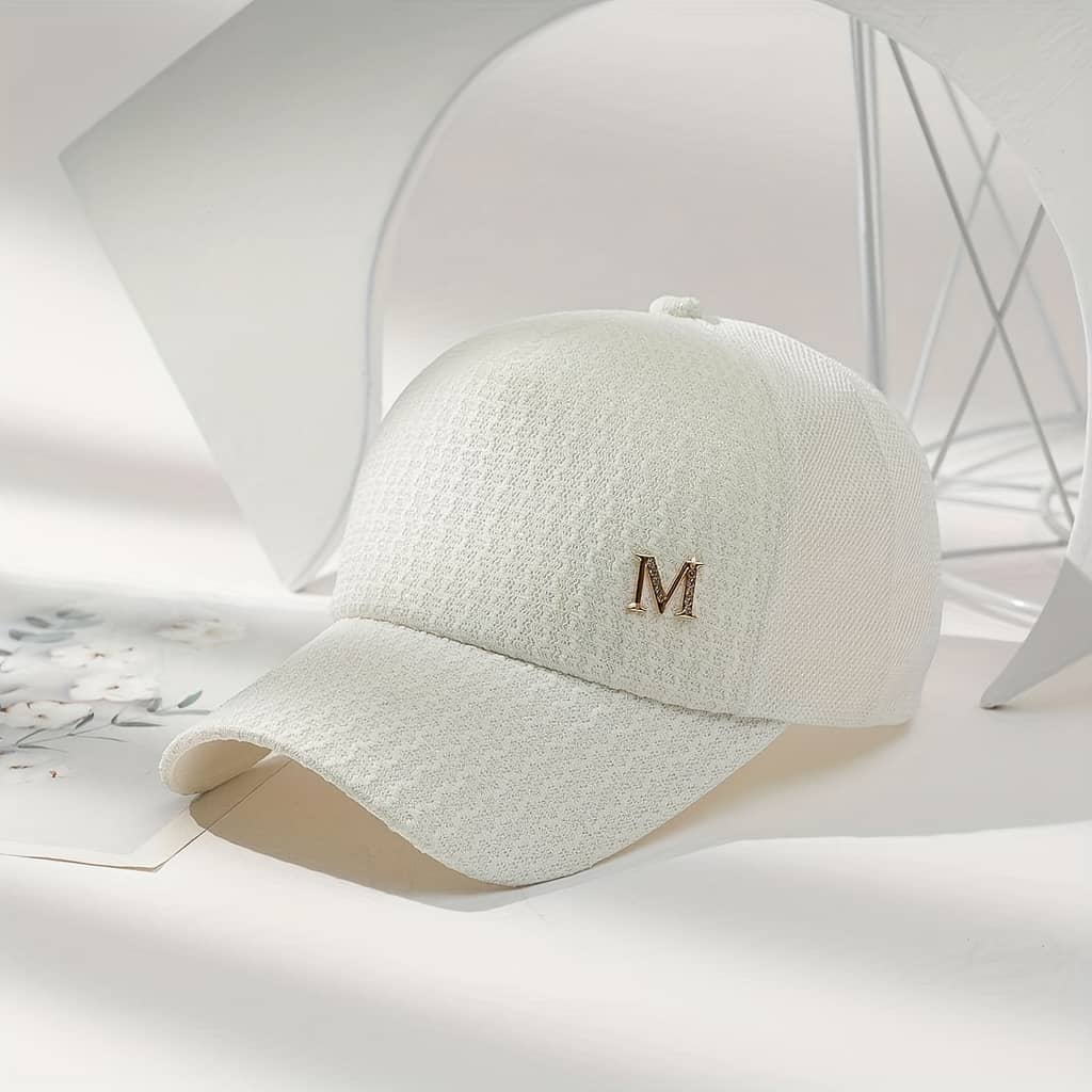 Letter M Decor Baseball Cap Trendy Solid Color Mesh Dad Hats Lightweight Breathable Trucker Hats For Women Daily Use Spring & Summer Accessories Shop Online at Dubai Trades 2